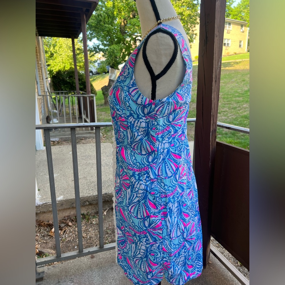 Blue and Pink Patterned Mini Dress - Picture 6 of 9